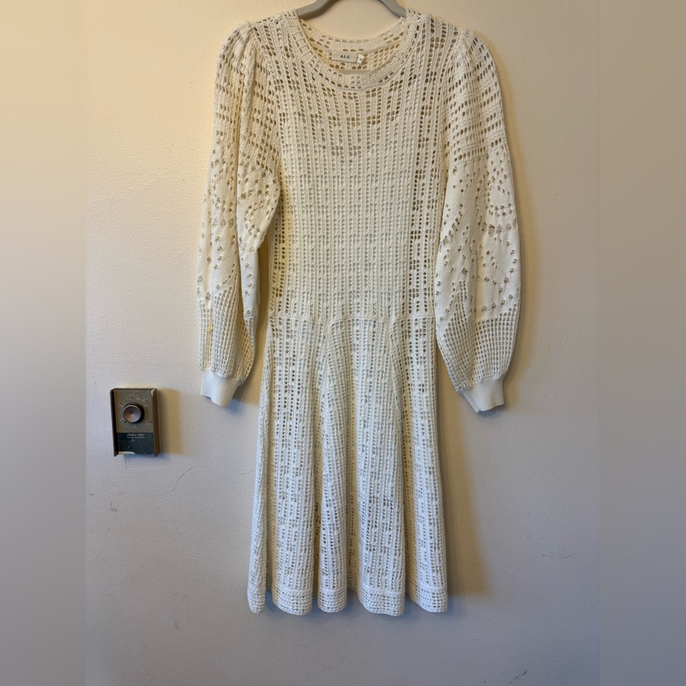 A.L.C. Cream Crochet Knit Dress Size S